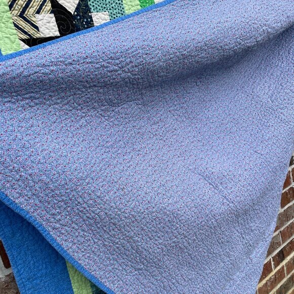 Boxy Stars Throw Quilt Floral Calico Geometric Squares 70" x 59" - Picture 8 of 13